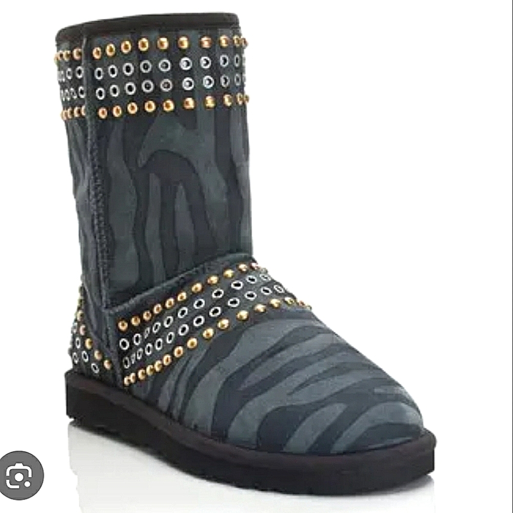 Jimmy Choo Black and Gold Studded Ankle Booties
